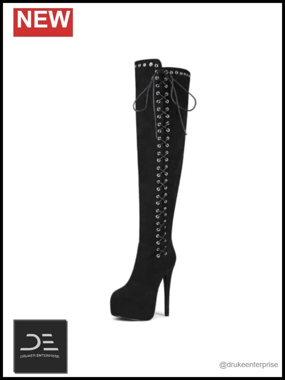 Suede Thigh High Lace Up Platform Stiletto Heel Boots Women's